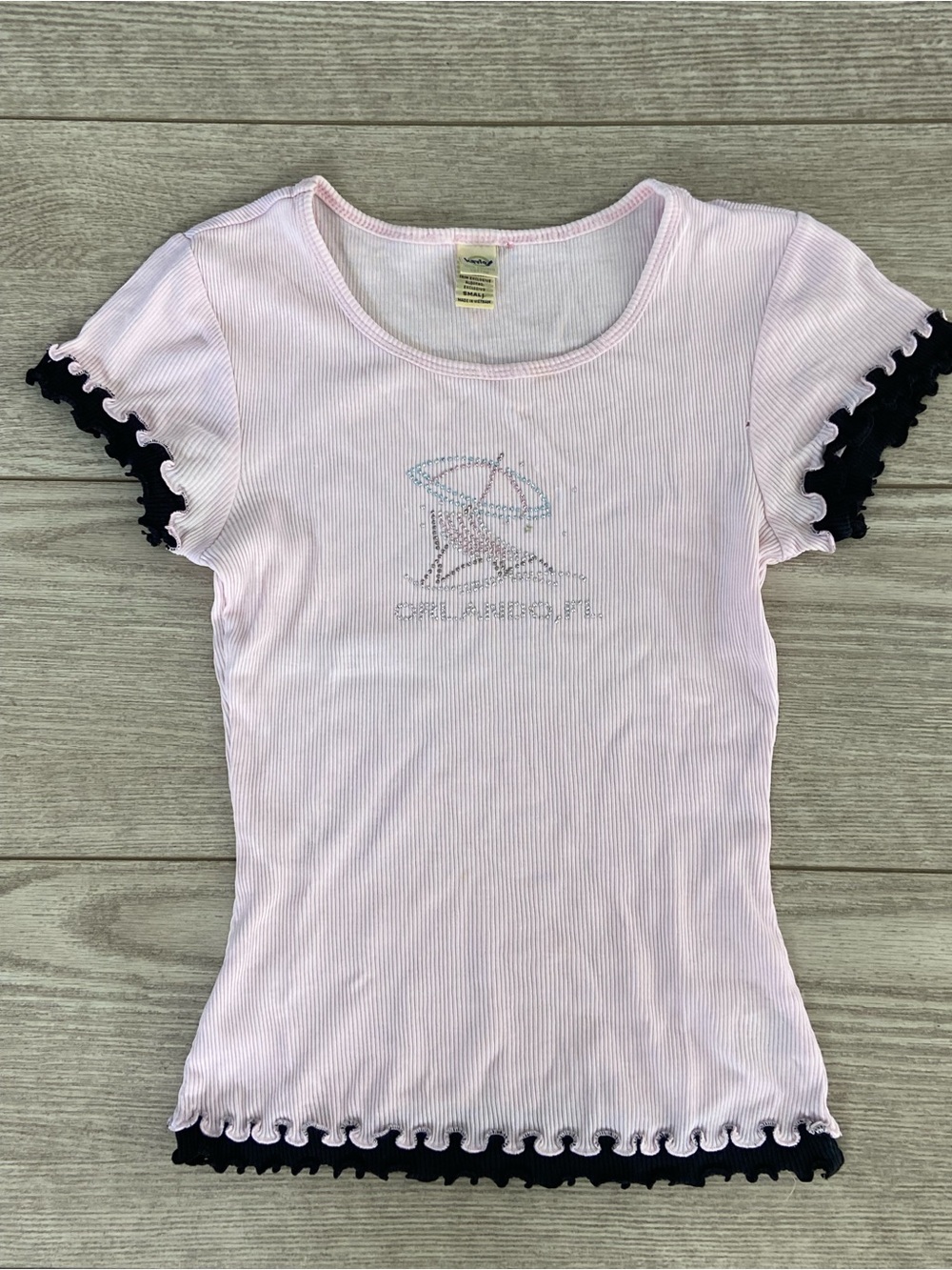 Kavio Girls' Pink Ruffle-Trim Ribbed Tee. - Picture 4 of 8